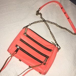 Rebecca Minkoff orange leather zip bag